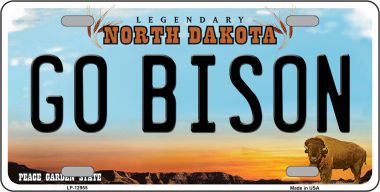 LP-12955 6 x 12 in. Go Bison Novelty Metal License Plate
