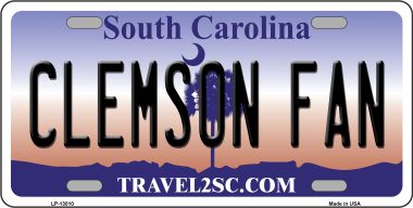 6 x 12 in. Clemson Fan Novelty Metal License Plate