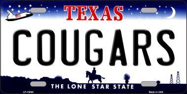 LP-13040 6 x 12 in. Cougars Novelty Metal License Plate
