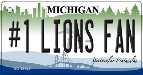 KC-13145 1.5 x 3 in. Number 1 Lions Fan Novelty Metal Key Chain