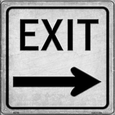 SQ-704 12 x 12 in. Exit Right Novelty Metal Square Sign