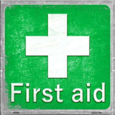 SQ-843 12 x 12 in. First Aid Novelty Metal Square Sign