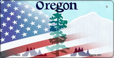 BP-12366 3 x 6 in. Oregon with American Flag Novelty Metal Bicycle Plate -  Smart Blonde