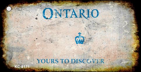KC-8171 1.5 x 3 in. Ontario Canada Rusty Blank Background Key Chain