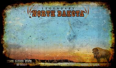 M-9507 3.5 x 2 in. North Dakota Rusty Blank Background Novelty Magnet