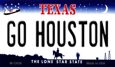 M-13038 3.5 x 2 in. Go Houston Novelty Metal Magnet