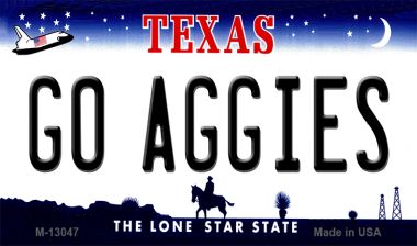 M-13047 3.5 x 2 in. Go Aggies Novelty Metal Magnet