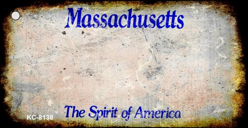 KC-8138 1.5 x 3 in. Massachusetts Rusty Blank Background Key Chain