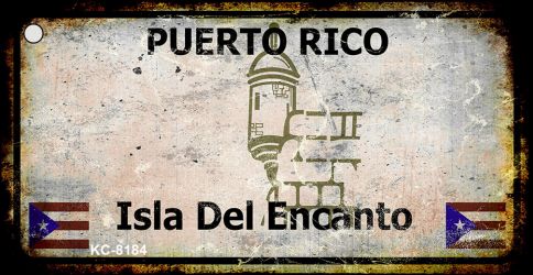 KC-8184 1.5 x 3 in. Puerto Rico Rusty Blank Background Key Chain