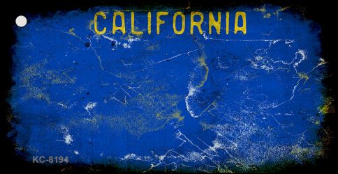 KC-8194 1.5 x 3 in. California Blue Rusty Blank Background Key Chain