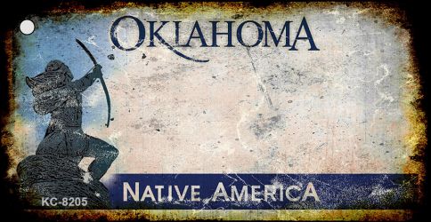 KC-8205 1.5 x 3 in. Oklahoma Rusty Blank Background Key Chain