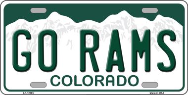 LP-12685 6 x 12 in. Go Rams Novelty Metal License Plate