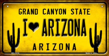BP-12310 3 x 6 in. I Love Arizona Novelty Metal Bicycle Plate -  Smart Blonde