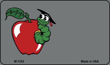M-1352 3.5 x 2 in. Teachers Apple Offset Novelty Metal Magnet