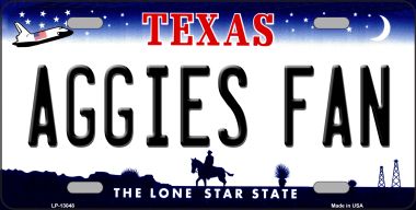 6 x 12 in. Aggies Fan Novelty Metal License Plate