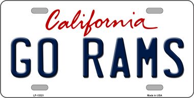 LP-13321 6 x 12 in. Go Rams Novelty Metal License Plate Tag