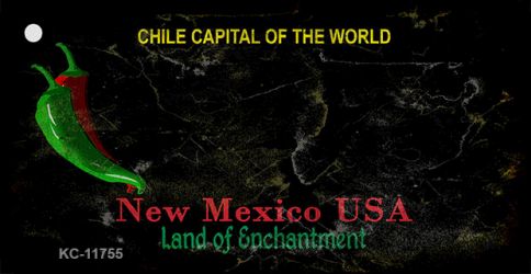 KC-11755 1.5 x 3 in. New Mexico Black Rusty Blank Background Key Chain