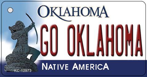 KC-12973 1.5 x 3 in. Go Oklahoma Novelty Metal Key Chain