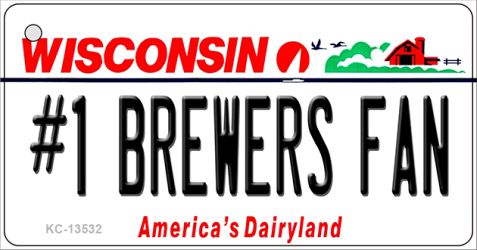 KC-13532 1.5 x 3 in. Number 1 Brewers Fan Novelty Metal Key Chain