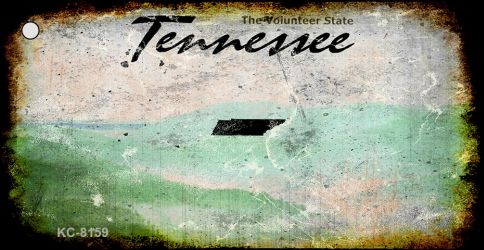KC-8159 1.5 x 3 in. Tennessee Rusty Blank Background Key Chain