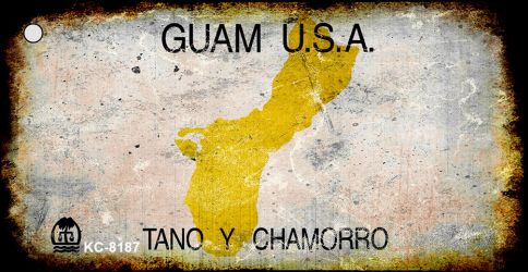 KC-8187 1.5 x 3 in. Guam Rusty Blank Background Key Chain