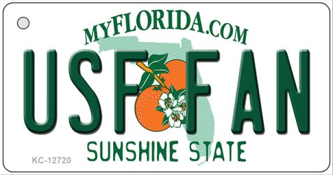 KC-12720 1.5 x 3 in. USF Fan Novelty Metal Key Chain