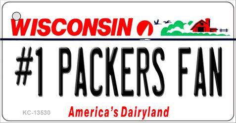 KC-13530 1.5 x 3 in. Number 1 Packers Fan Novelty Metal Key Chain