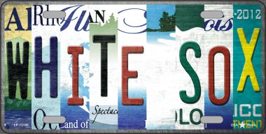 LP-13188 6 x 12 in. White Sox Strip Art Novelty Metal License Plate Tag -  Smart Blonde