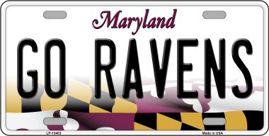 LP-13403 6 x 12 in. Go Ravens Novelty Metal License Plate Tag