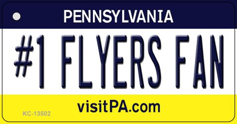 KC-13502 1.5 x 3 in. Number 1 Flyers Fan Novelty Metal Key Chain