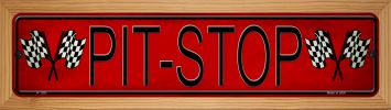 SMART BLONDE Pit Stop Novelty Wood Mounted Small Metal Street Sign WB-K-1293