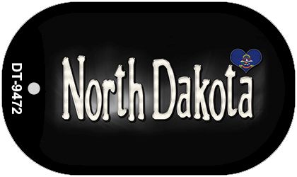 SMART BLONDE North Dakota Flag Script Novelty Metal Dog Tag Necklace DT-9472