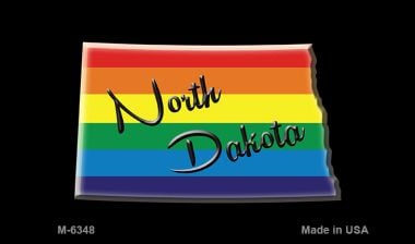 M-6348 3.5 x 2 in. North Dakota State Outline Rainbow Novelty Metal Magnet -  Smart Blonde