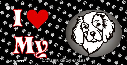 SMART BLONDE I Love My Cavalier King Charles Novelty Metal Key Chain KC-3899