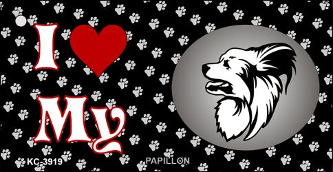 SMART BLONDE I Love My Papillon Novelty Metal Key Chain KC-3919