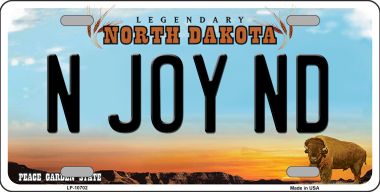 LP-10702 6 x 12 in. N Joy ND North Dakota Novelty Metal Vanity License Plate Tag -  Smart Blonde