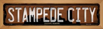 SMART BLONDE Calgary Alberta Stampede City Novelty Wood Mounted Small Metal Street Sign WB-K-1266