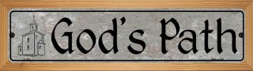 SMART BLONDE Gods Path Novelty Wood Mounted Small Metal Street Sign WB-K-1272