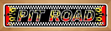 SMART BLONDE Pit Road Racing Flames Novelty Wood Mounted Small Metal Street Sign WB-K-1291
