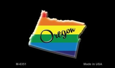 SMART BLONDE Oregon State Outline Rainbow Novelty Metal Magnet M-6351