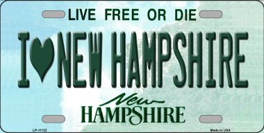 LP-11132 6 x 12 in. I Love New Hampshire Novelty Metal Vanity License Plate Tag