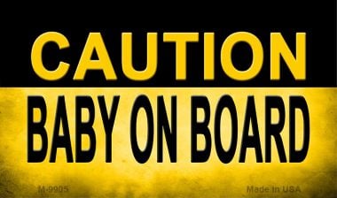 M-9905 3.5 x 2 in. Caution Baby on Board Novelty Metal Magnet