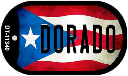 DT-11340 1 x 2 in. Dorado Puerto Rico State Flag Novelty Metal Dog Tag Necklace -  Smart Blonde