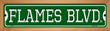 SMART BLONDE Flames BLVD Novelty Wood Mounted Small Metal Street Sign WB-K-1052