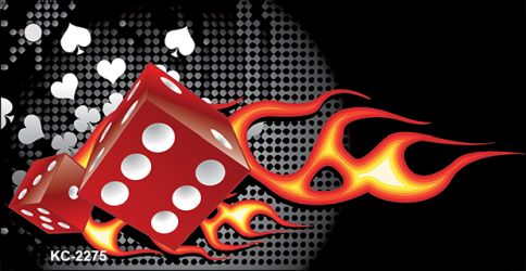 KC-2275 1.5 x 3 in. Fire Dice Flame Novelty Metal Key Chain