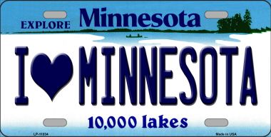 LP-11034 6 x 12 in. I Love Minnesota Novelty Metal Vanity License Plate Tag