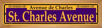 SMART BLONDE St. Charles Avenue Purple Novelty Wood Mounted Small Metal Street Sign WB-K-1166