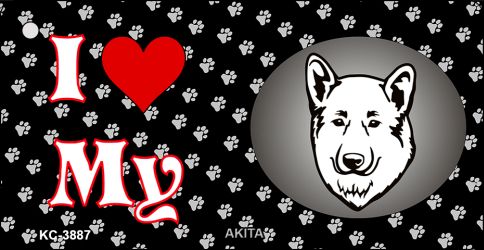 SMART BLONDE I Love My Akita Novelty Metal Key Chain KC-3887