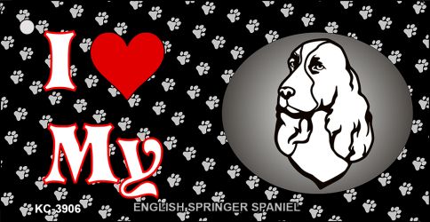 SMART BLONDE I Love My English Springer Spaniel Novelty Metal Key Chain KC-3906