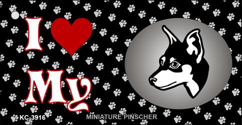 SMART BLONDE I Love My Miniature Pinscher Novelty Metal Key Chain KC-3916